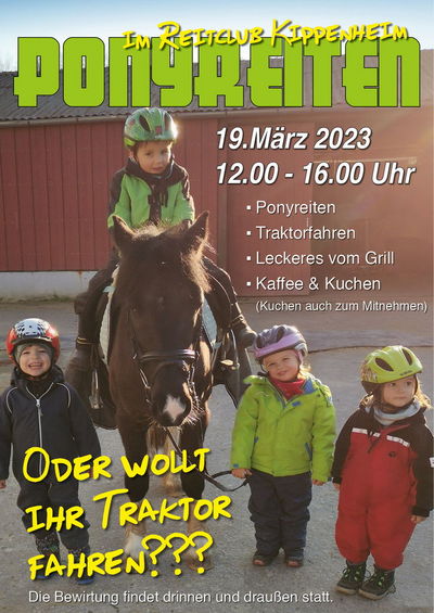 Ponyreiten und Traktor fahren im Reitclub 77 Kippenheim